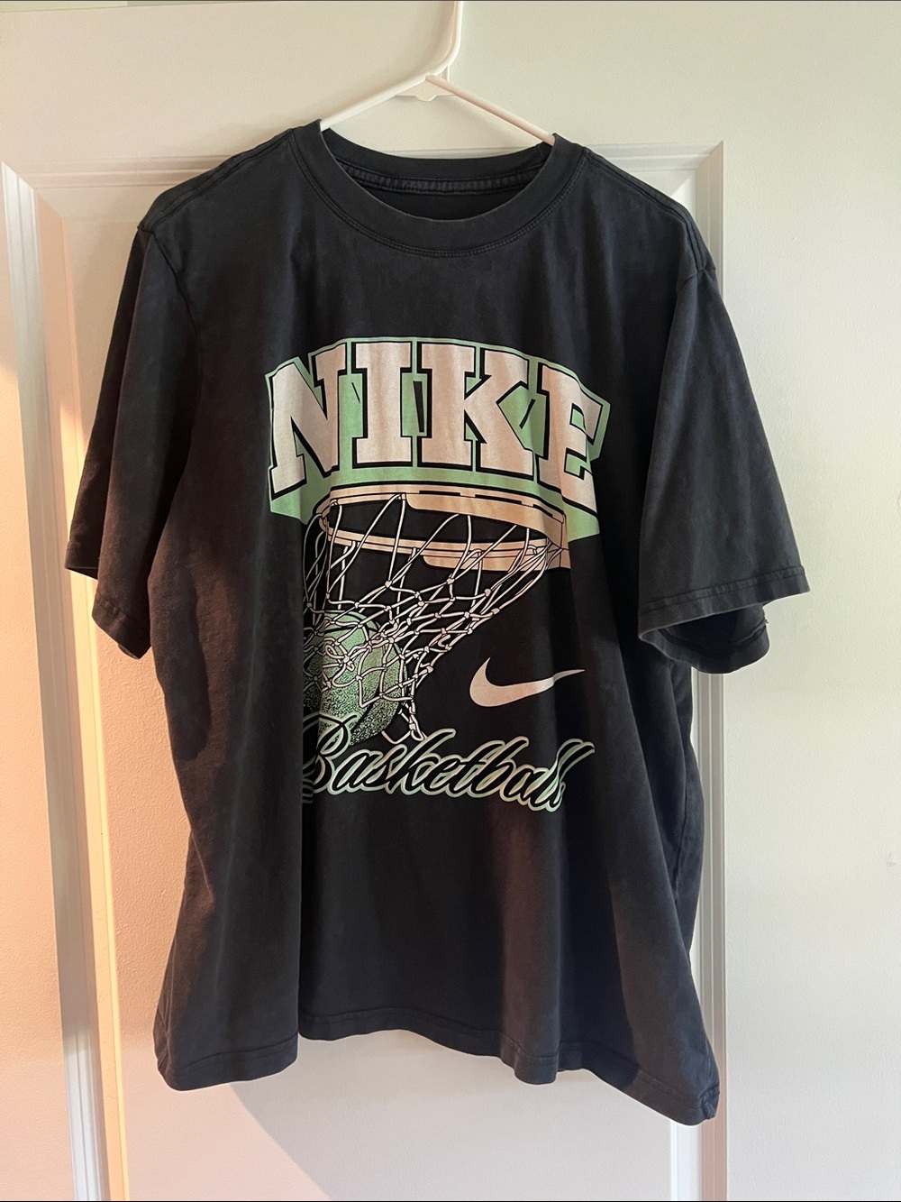 Nike Black Graphic Basketball Tee with Mint and Cream Details